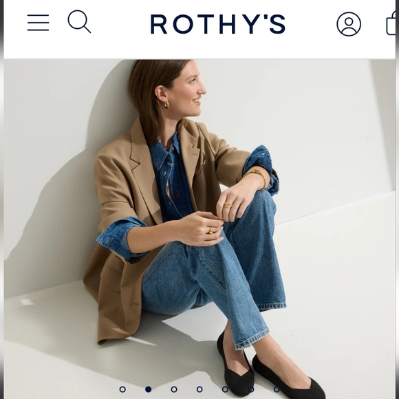 rare!ROTHY'S orange flats with blue and white stripe back mesh slip-on shoe - Picture 14 of 17